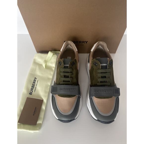 NIB Burberry Men\'s Ramsey Check Beige & Green Sneakers 8 US (41 Euro) 8045292 IT main image 11